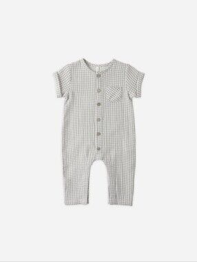 Quincy Mae Sage Gingham Jumpsuit